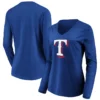 Women's Texas Rangers Fanatics Branded Royal Official Logo Long Sleeve V-Neck T-Shirt