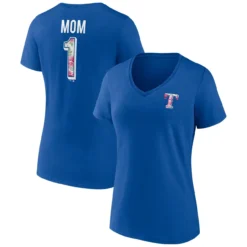 Women's Texas Rangers Fanatics Branded Royal Team Logo Mother's Day V-Neck T-Shirt