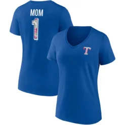 Women's Texas Rangers Fanatics Branded Royal Team Mother's Day V-Neck T-Shirt