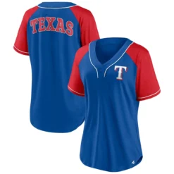 Women's Texas Rangers Fanatics Branded Royal Ultimate Style Raglan V-Neck T-Shirt