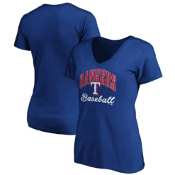 Women's Texas Rangers Fanatics Branded Royal Victory Script V-Neck T-Shirt