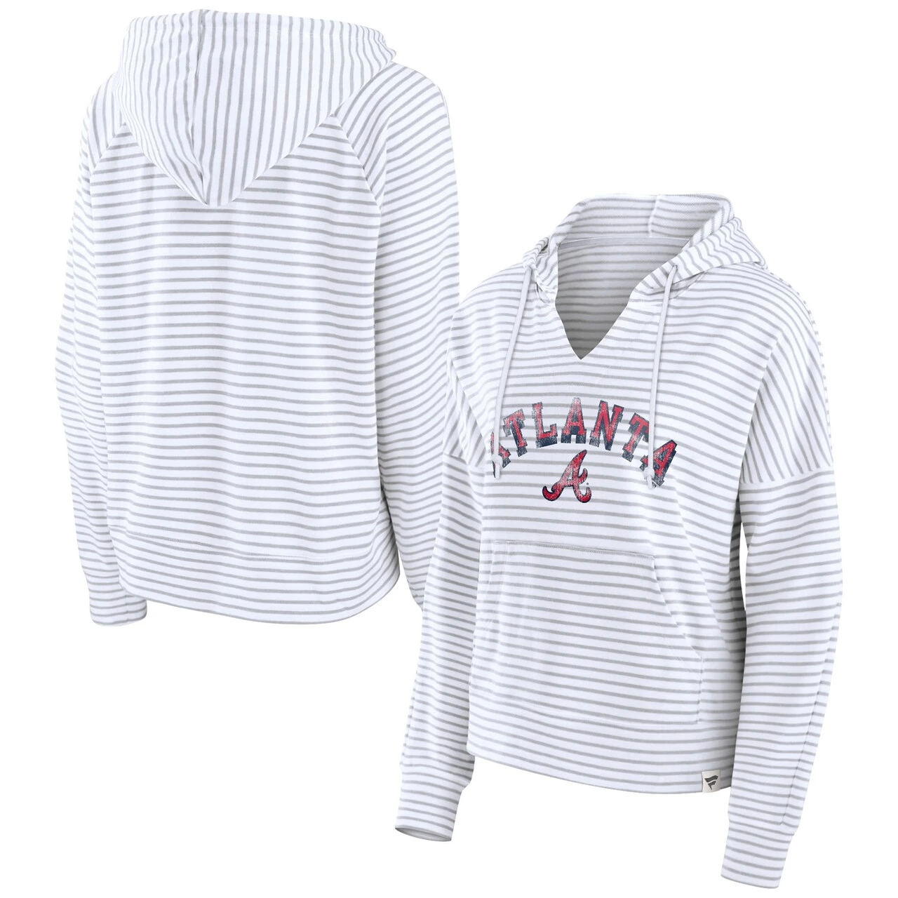 Women's Atlanta Braves Fanatics Branded White Striped Arch Pullover Hoodie 1 Women's Atlanta Braves Fanatics Branded White Striped Arch Pullover Hoodie