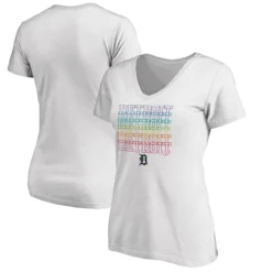 Women's Detroit Tigers Fanatics Branded White Plus Size City Pride V-Neck T-Shirt