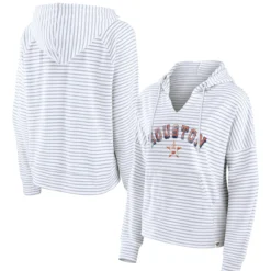 Women's Houston Astros Fanatics Branded White Striped Arch Pullover Hoodie