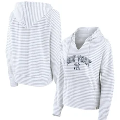 Women's New York Yankees Fanatics Branded White Striped Arch Pullover Hoodie