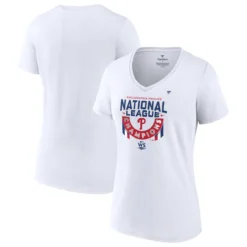 Women's Philadelphia Phillies Fanatics Branded White 2022 National League Champions Locker Room V-Neck T-Shirt