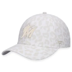 Women's Miami Marlins Majestic White Snow Leopard Adjustable Hat